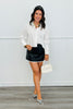 Off White Rhinestone Studded Collar Shirt (Reg.)