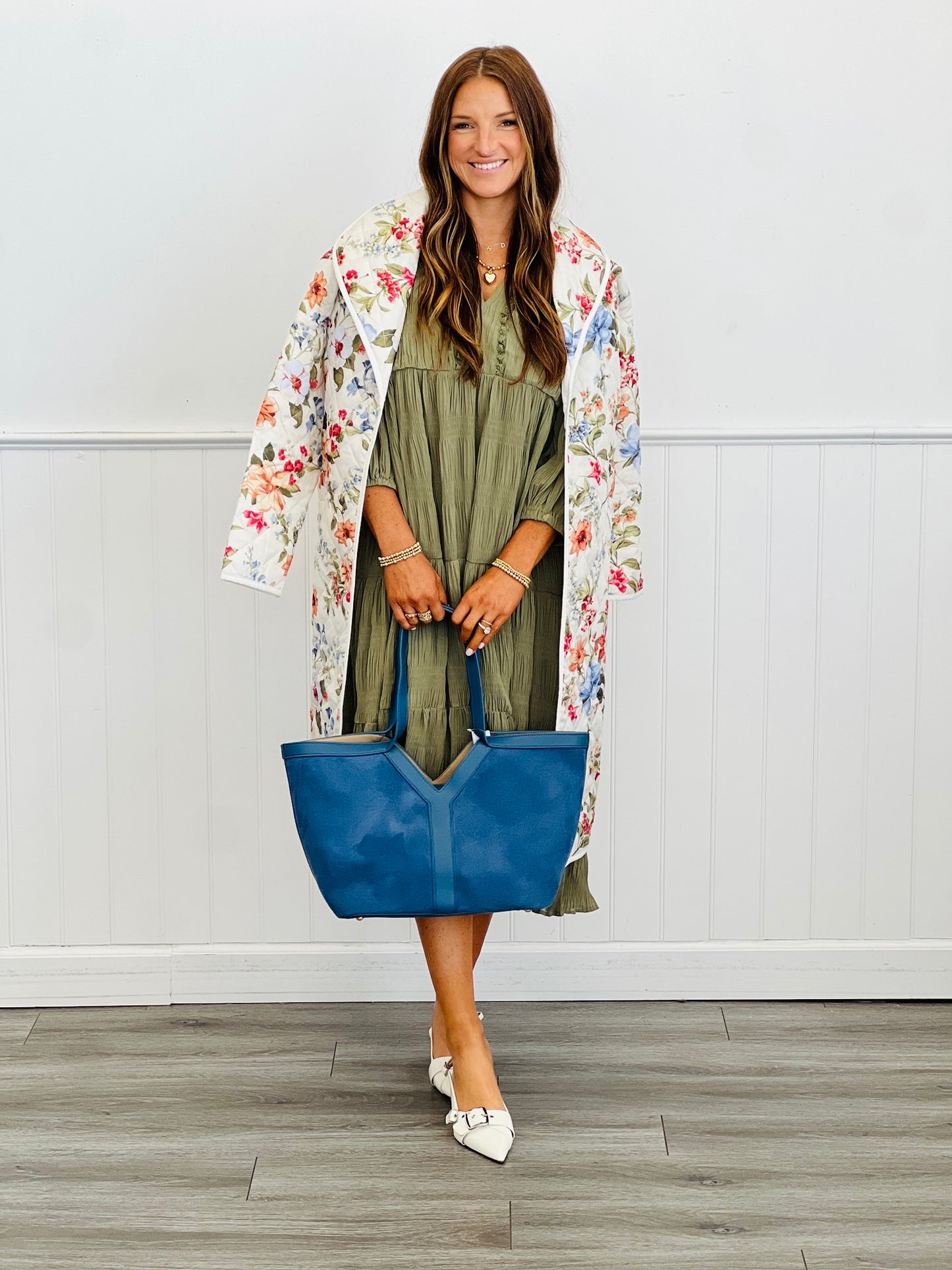 Olive Tiered Balloon Sleeve Midi Dress (Reg. and Plus)