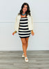 White/Navy Stripe Tube Skort Mini Dress (Reg.)