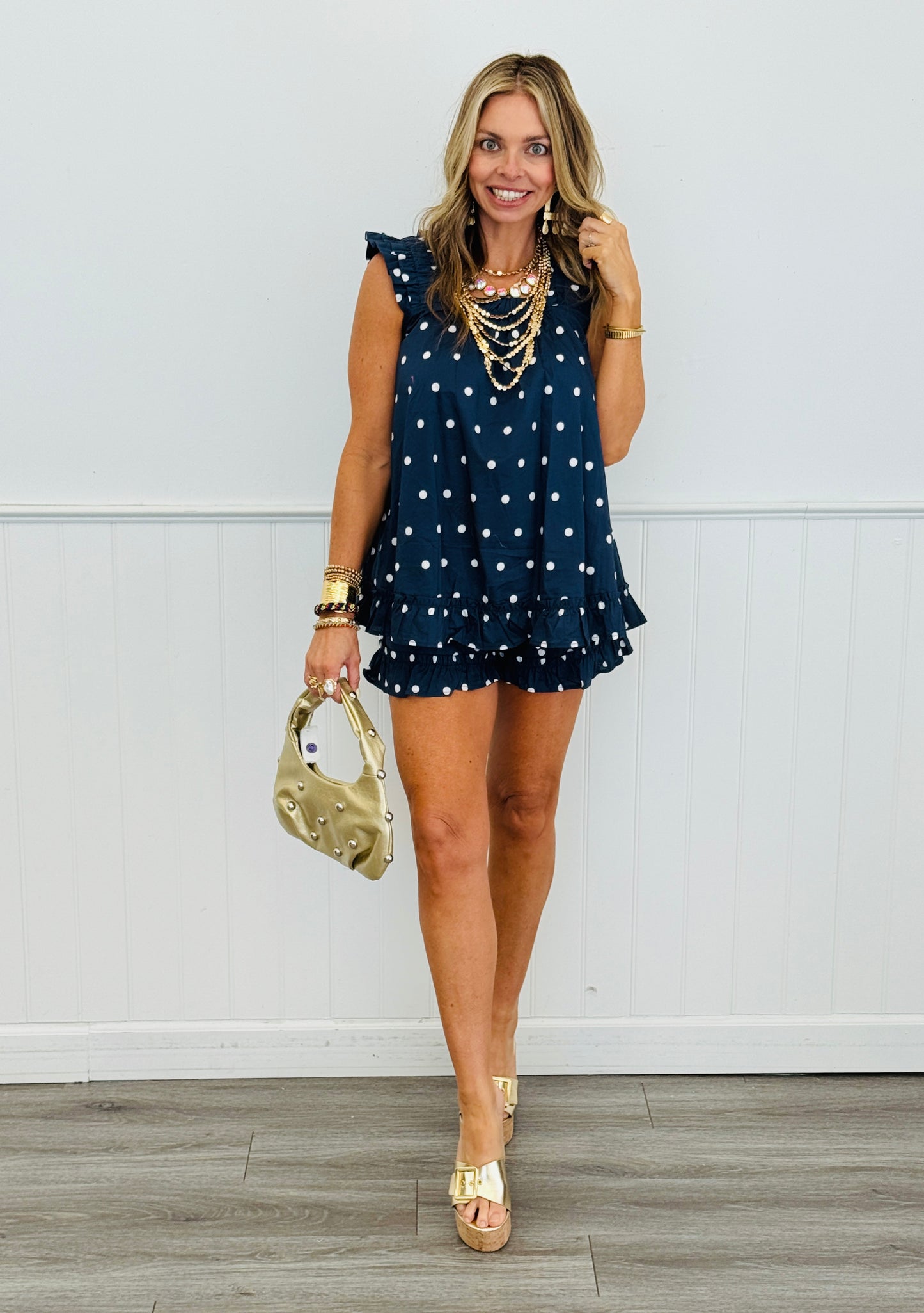 Navy Polka Dot Shortie Set (Reg.)