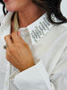 Off White Rhinestone Studded Collar Shirt (Reg.)