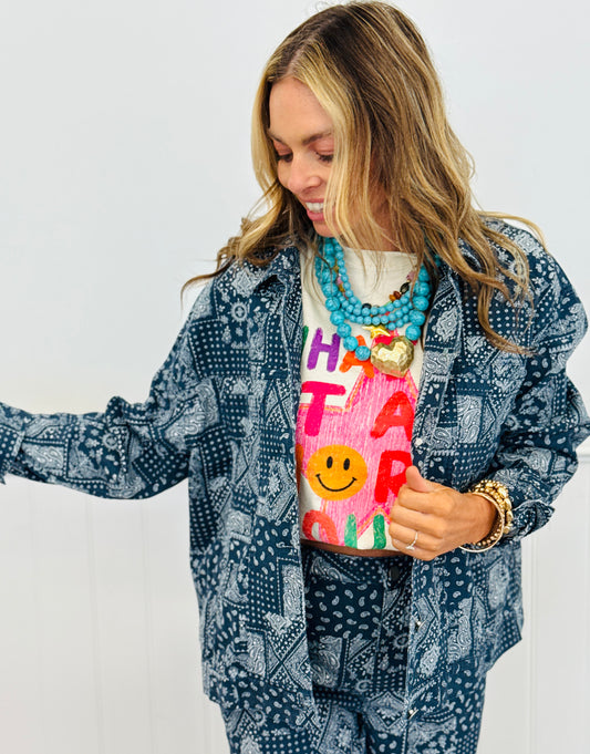 Denim/White Paisley Jacket (Reg.)