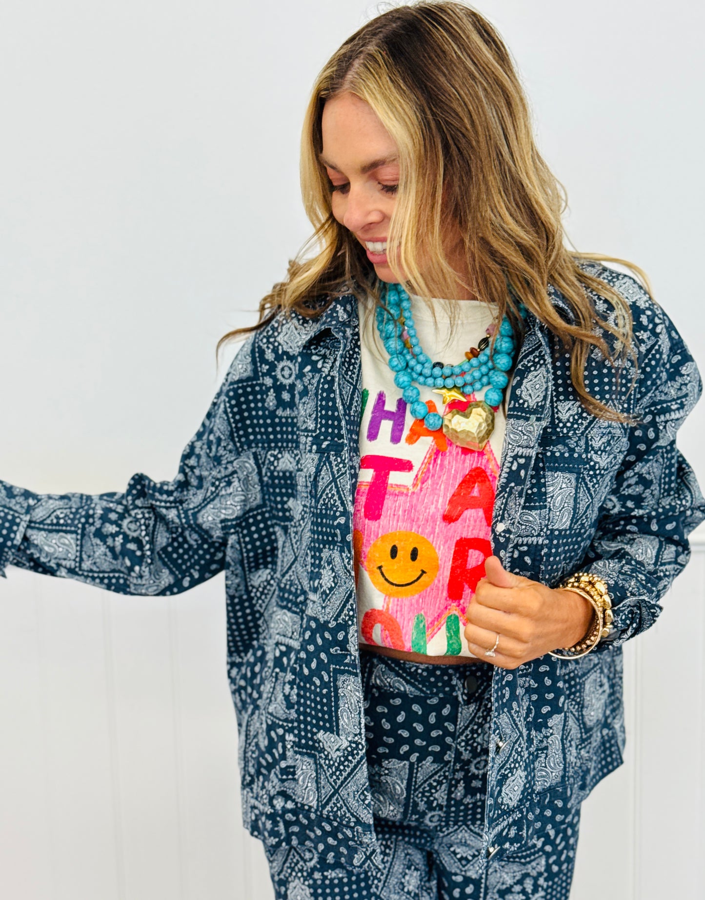 Denim/White Paisley Jacket (Reg.)