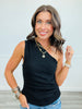 One Shoulder Asymmetric Sleeveless Top (Reg.)-3 Colors