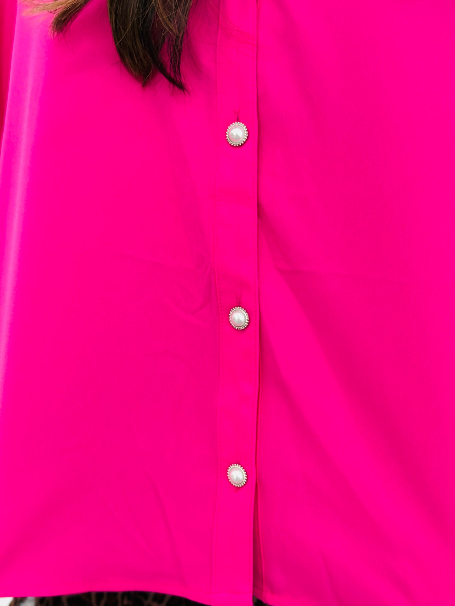 Pearl Buttons V-Neck Blouse (Reg.) - 2 Colors