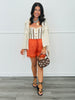 Natural Distressed Hem Button Up Top (Reg. and Plus)