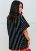 Black Striped 83 Lace Jersey Top (Reg.)
