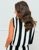 Black/Ivory Stripe Top & Pants Set (Reg & Plus)