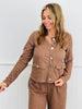 Brown Button Down Blazer Top (Reg)