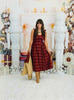 Brick Plaid Tie Straps Midi Dress (Reg & Plus)