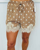 Latte Polka Dot Lace Trim Shorts (Reg.)