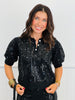 Black Sweater Knit Sequin Top (Reg.)