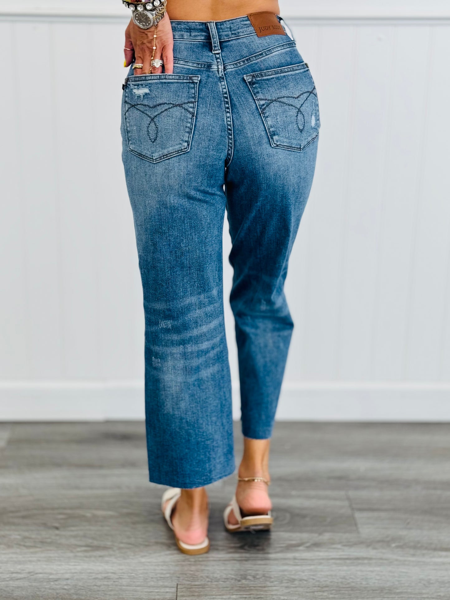 Judy Blue One In A Million Distressed Wide Crop Jeans (Reg. and Plus)
