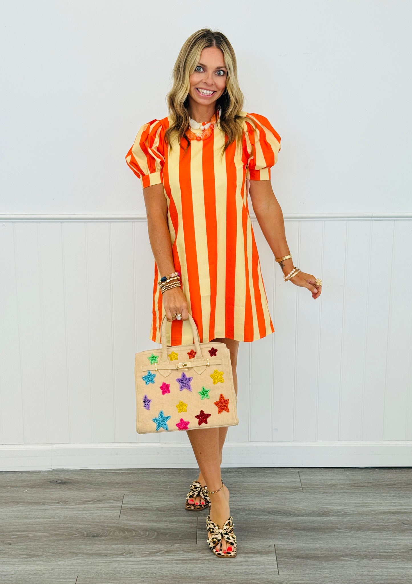 Orange/Yellow Striped Mini Dress (Reg.)
