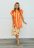 Orange/Yellow Striped Mini Dress (Reg.)
