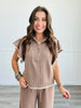 Contrast Stitch Blouse (Reg.)- 2 Colors