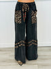Washed Black Leopard Contrast Pants (Reg & Plus)