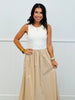 Taupe/White Mixed Midi Dress (Reg.)