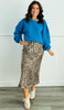 Leopard Beige Satin Slip Midi Skirt (Reg.)