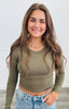 Long Sleeve Crop Tee Top (Reg.)-5 Colors
