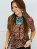 Leopard Print Lettuce Hem Short Sleeve Top (Reg.)