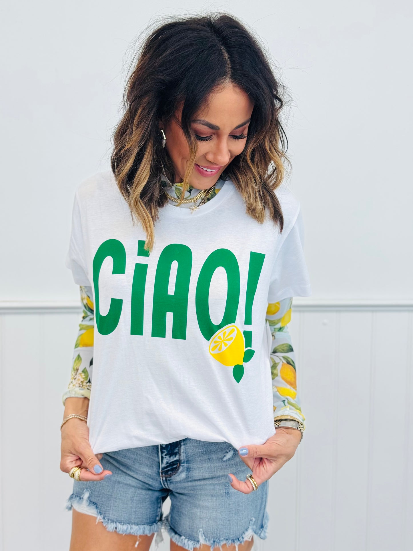 White Ciao Lemon Boyfriend Tee (Reg)