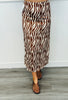 Brown Zebra Print Satin Jacquard Maxi Skirt (Reg & Plus)