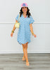 Blue Checkered High Low Mini Dress (Reg.)