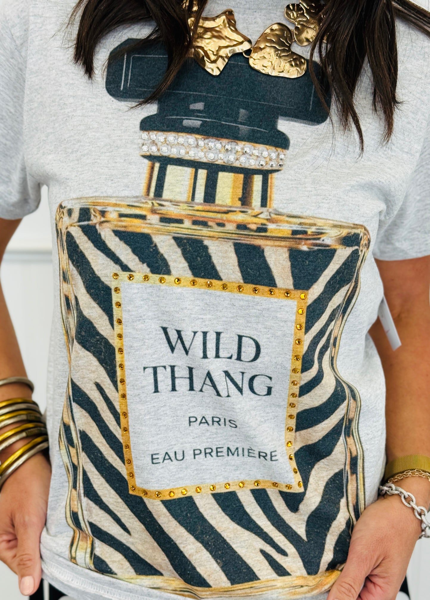 Wild Thang Perfume Bottle Bling Tee (Reg. and Plus)