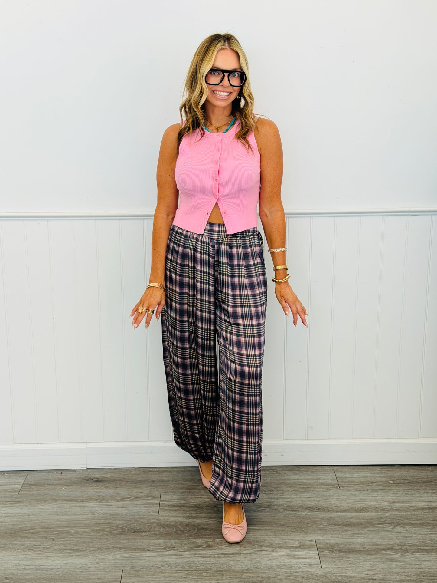 Flowy Plaid Elastic Cuffs Pants (Reg.) - 3 Colors