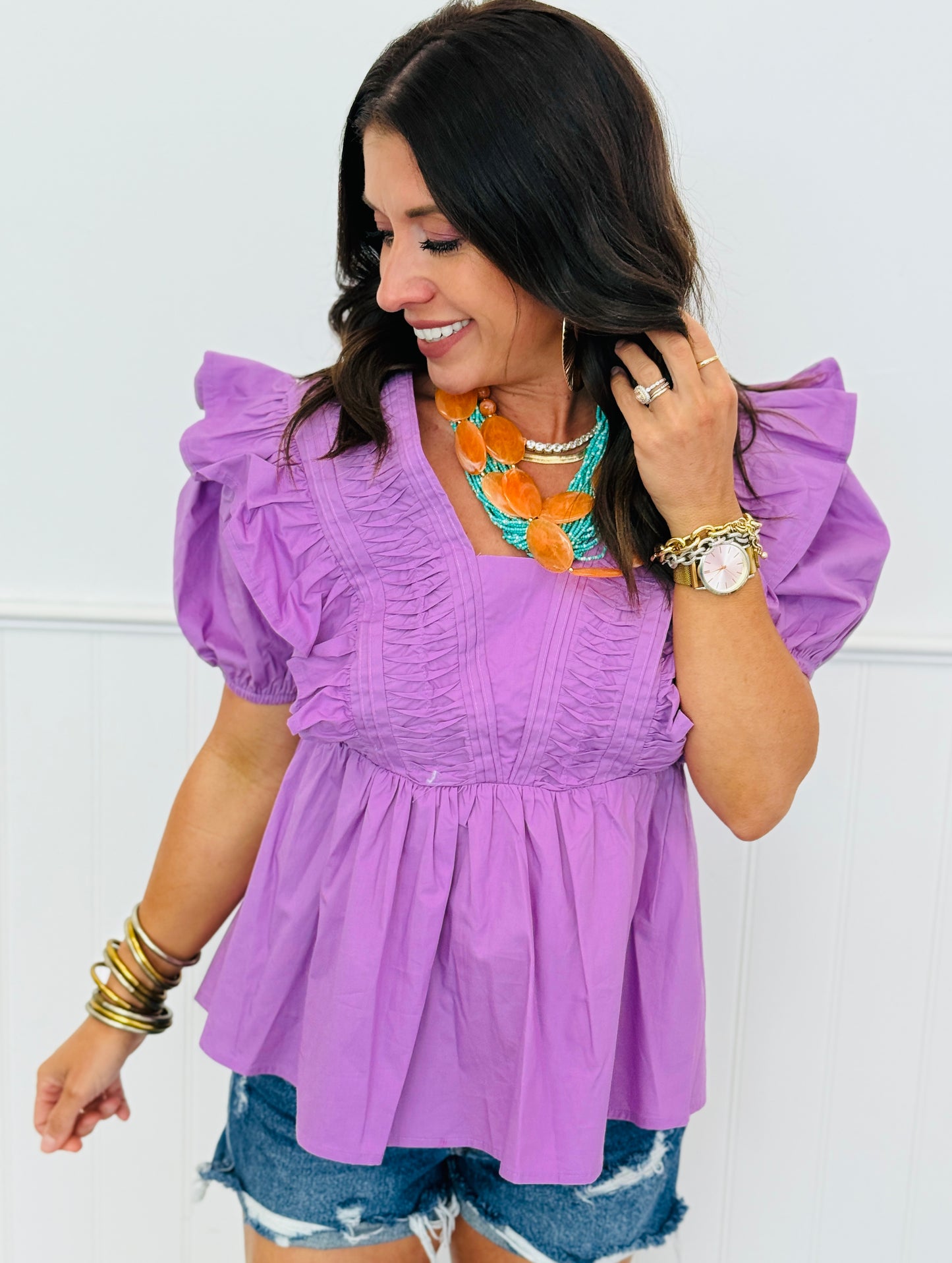 Pintuck Detail Peplum Top (Reg & Plus) - 4 Colors