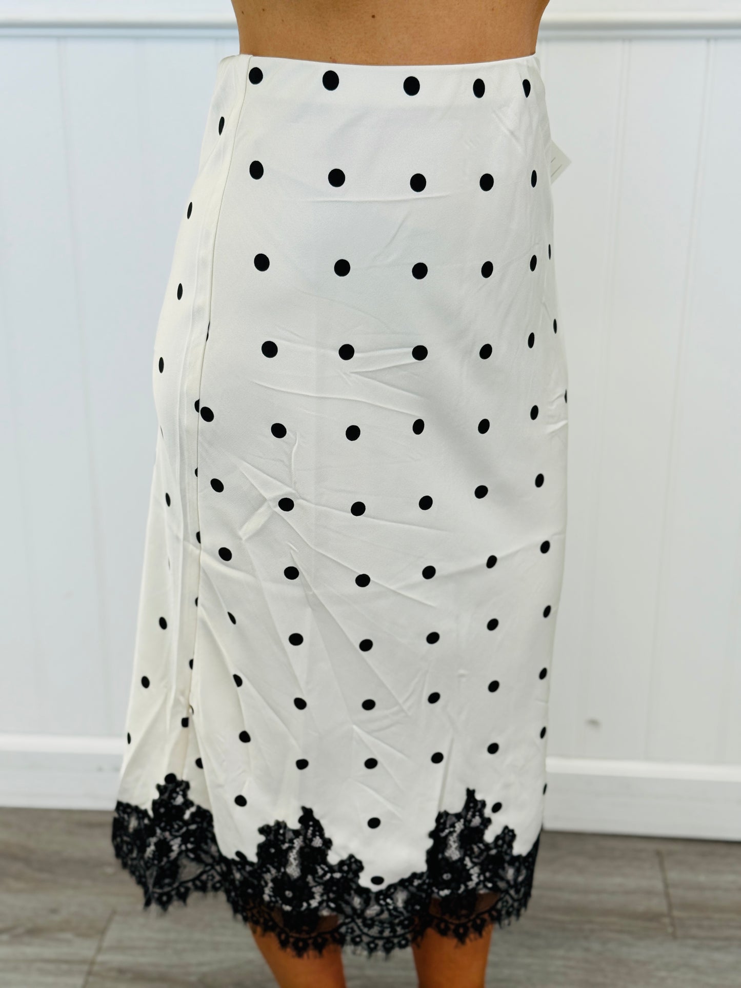Polka Dot Lace Trim Midi Skirt (Reg.)