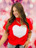 Red/Ivory Heart Short Sleeve Sweater (Reg & Plus)
