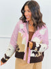 Pink/Taupe Horse Sweater Knit Button Up Cardigan (Reg.)