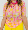 Kora Pink Lemonade Short Sleeve Mesh Top (Reg. and Plus)