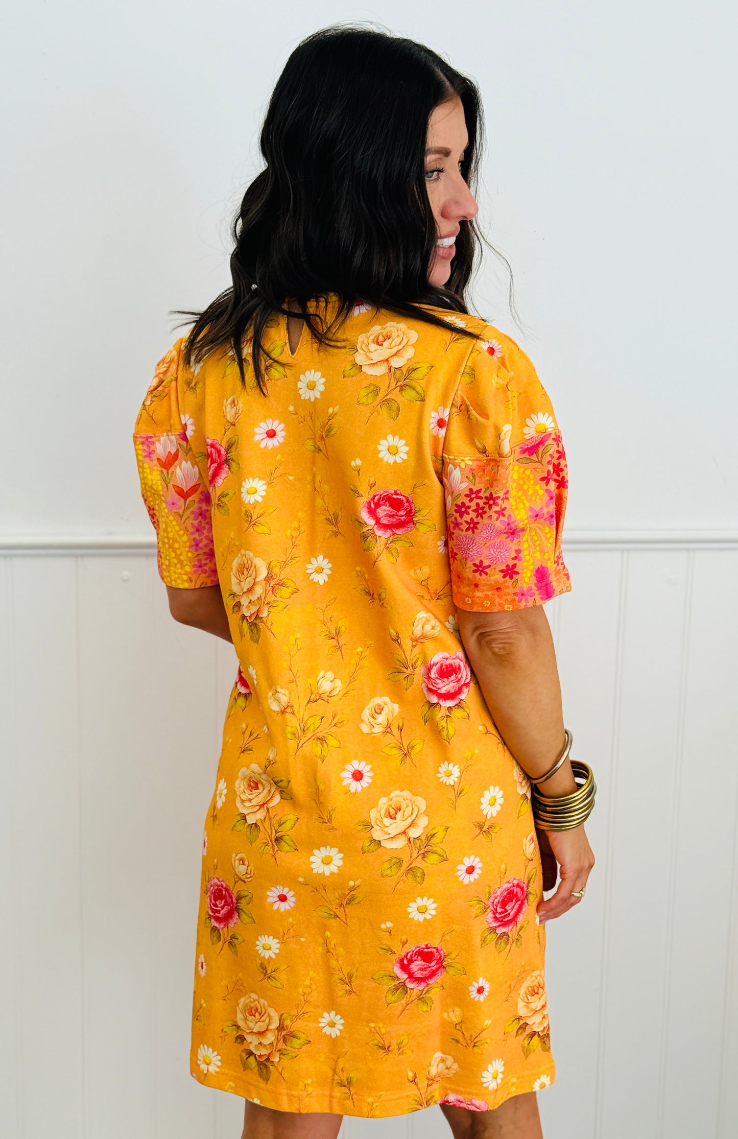 Orange Vintage Patchwork Mini  Dress (Reg & Plus)