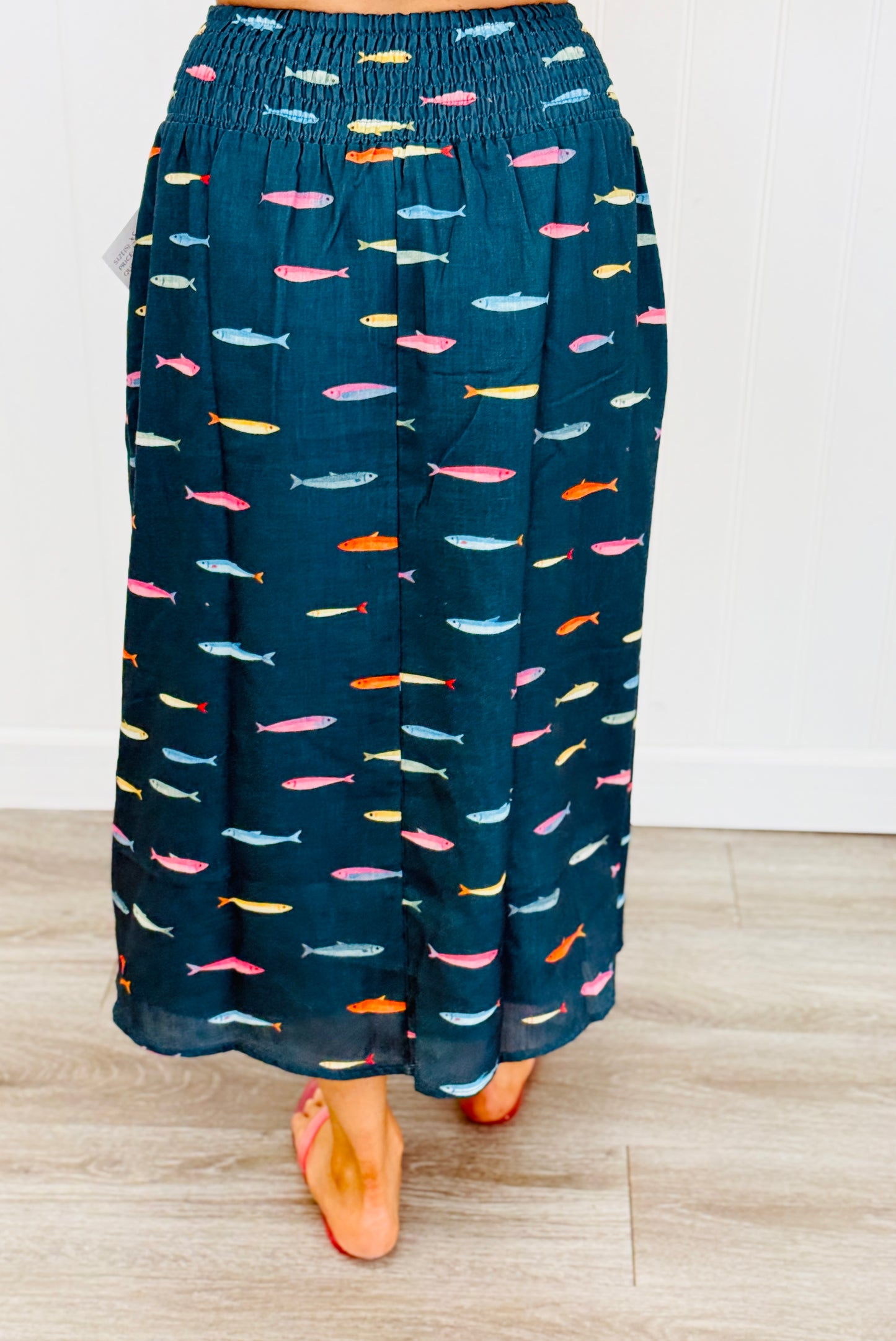 Fish Print Midi Skirt (Reg & Plus) - 2 Colors