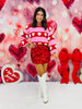 Red/Pink Jacquard Heart Stripe Sweater Top (Reg & Plus)