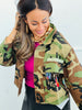 Camo Print Contrast Sequin Jacket (Reg. and Plus)