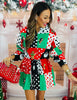 Queen Of Sparkles Colorblock Polka Dot Christmas Icon Mini Dress (Reg. & Plus)