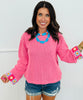 Pink Boho Bloom Knit Top (Reg & Plus)