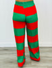 Red/Green Striped Top & Pants Set (Reg. and Plus)