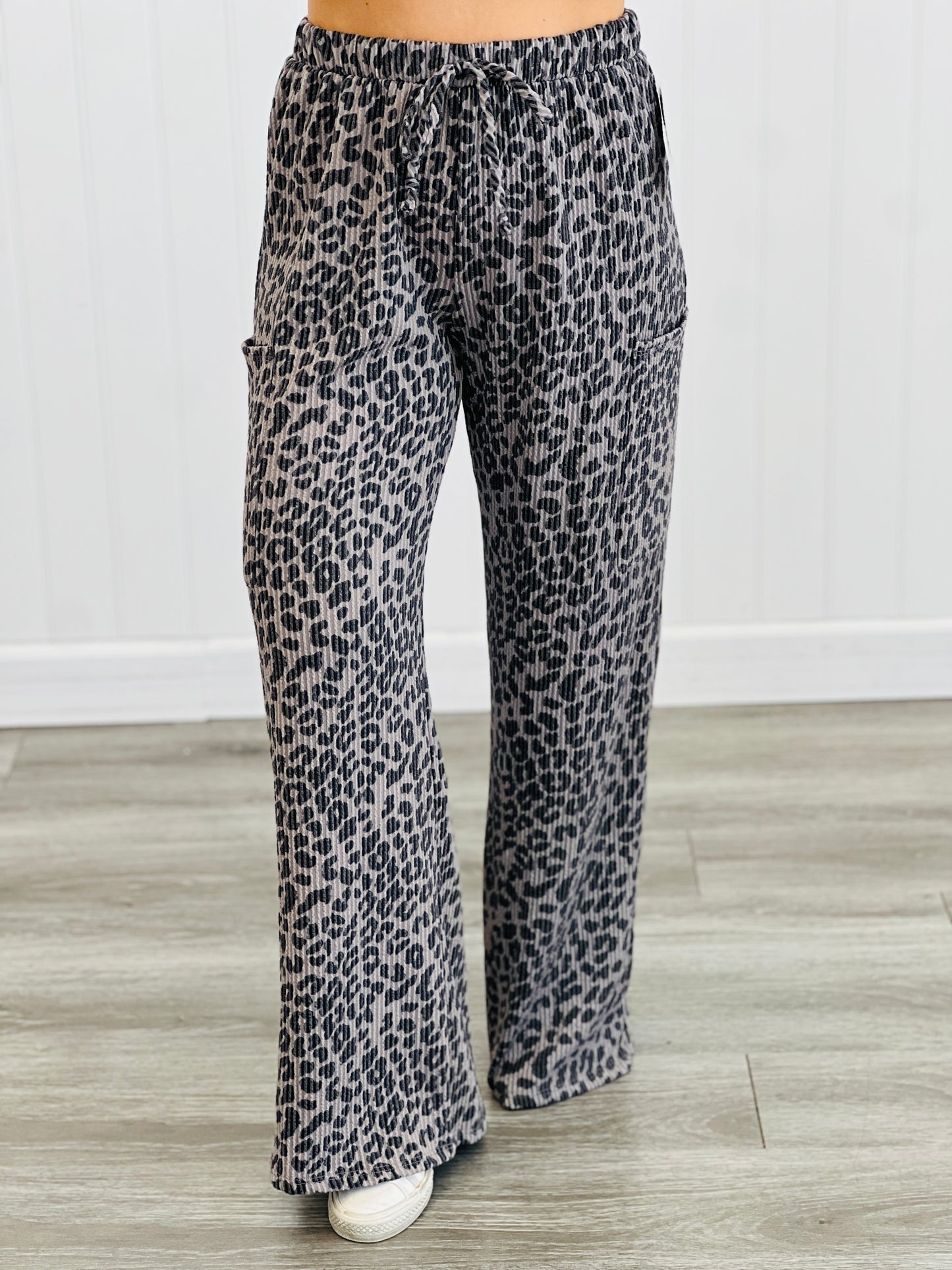 Leopard Print Urban Ribbed Pants  (Reg & Plus)-3 Colors