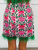 Pink Floral Print Feather Trim Mini Skirt (Reg.)