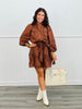 Brown Open Lace Mini Dress (Reg)