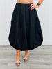 Black Bubble Hem Midi Skirt (Reg & Plus)
