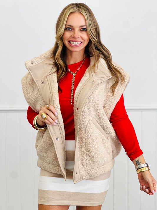 Taupe Oversized Sherpa Vest (Reg.)