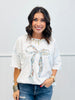 Laser Cut Floral Lace Bow Tee Shirt (Reg.)-2 Colors