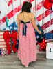 Red/Navy Bow Tie Gingham Tiered Maxi Dress (Reg.)