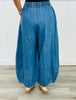 Denim Blue Pleated Balloon Pants (Reg & Plus)